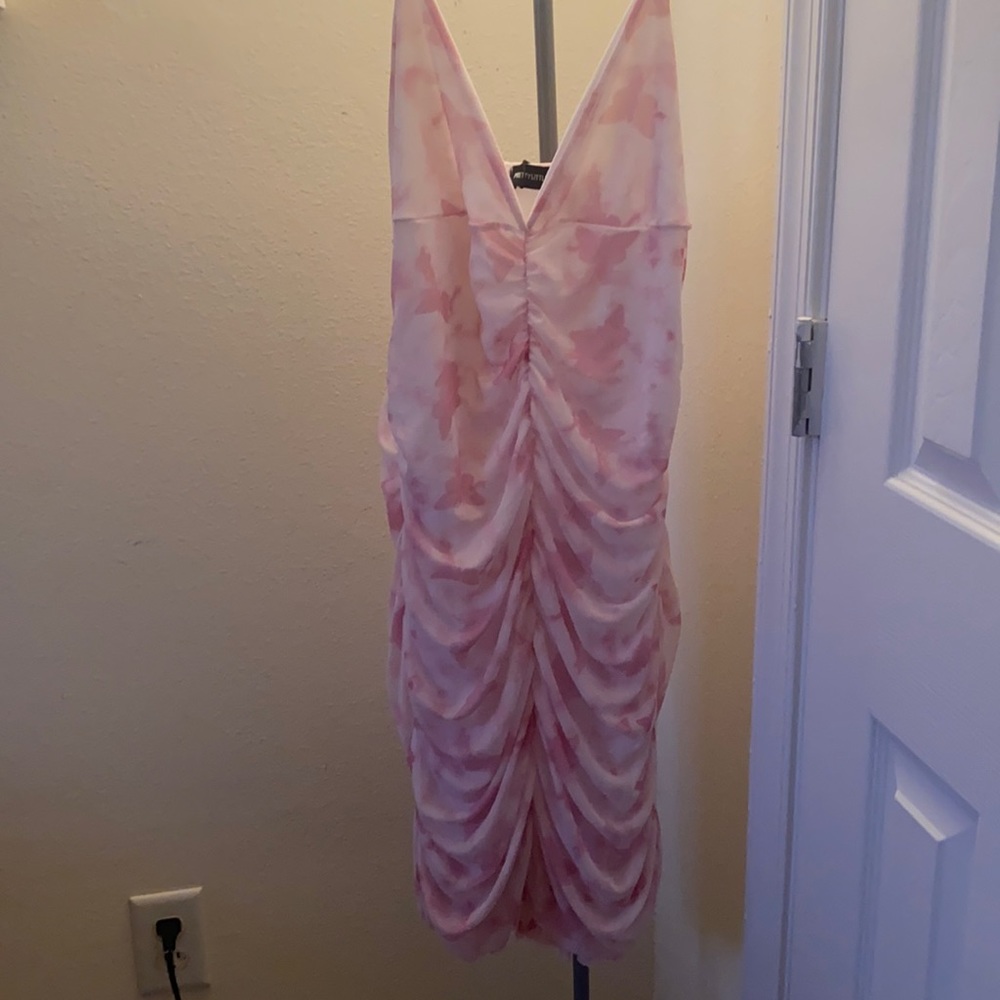 Pink dress from Saweetie x prettylittlething collection